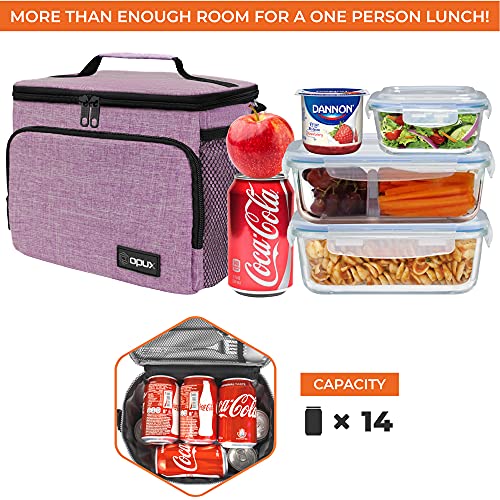 OPUX Insulated Lunch Bag for Men Women, Soft Lunch Box for Office Work School Picnic, Leakproof Lunch Cooler Bag with Shoulder Strap for Kid Adult Boy Girl, Medium Lunchbox Lunch Tote (Heather Purple) - color: Heather Purple, size: Medium