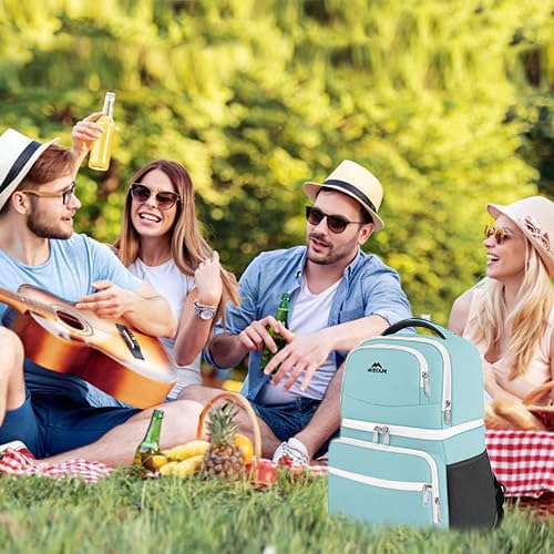 MATEIN Cooler Backpack, 26 Cans Insulated Lunch Backpack for Men Women, Leakproof Double Layer Lunch Cooler Bag Lightweight Soft Lunch Backpack with Cooler Compartment, Beach Camping Hiking Beer Gifts - color: Cyan, size: 26 Cans
