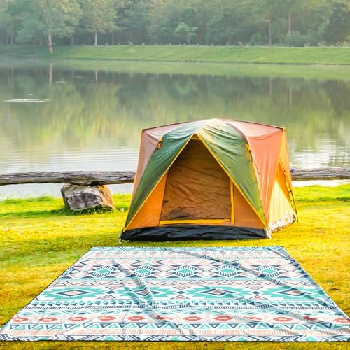 HIHOHO Beach Blanket Waterproof Sandproof Extra Large Beach Mat 79" X 83"/120"x108"for 1-8 Adults Quick Drying Durable Outdoor Picnic Mat for Beach Travel Camping Hiking - color: Bohemian-green Pink, size: 79" X 83"（1~3 person）
