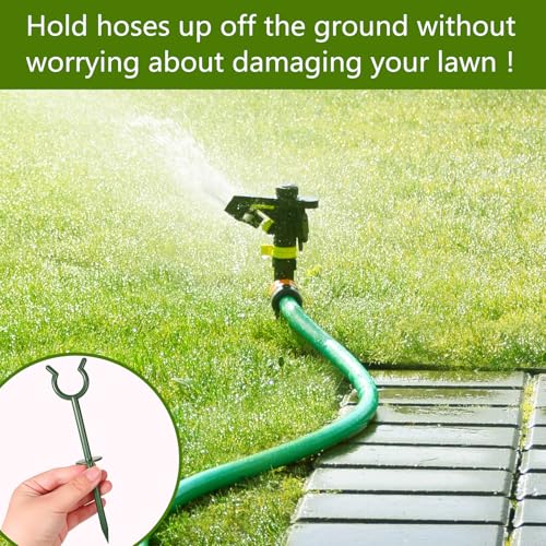Taiyin 20 Pcs 3/4'' Garden Hose Holder Brackets Garden Guide Holder Decorative Outdoor Guide Stakes Support Spike Plant Tool to Keep Off Lawn for Yard (Green) - color: Green