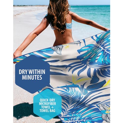 VENTURE 4TH Microfiber Beach Towel: Quick-Dry, Compact, Sand-Free, Absorbent, Sandproof and Lightweight - Perfect for Camping, Beach, and Roadtrips (Hibiscus Design | 35x78 inches) - color: Hibiscus, size: Extra Large (78" x 35")