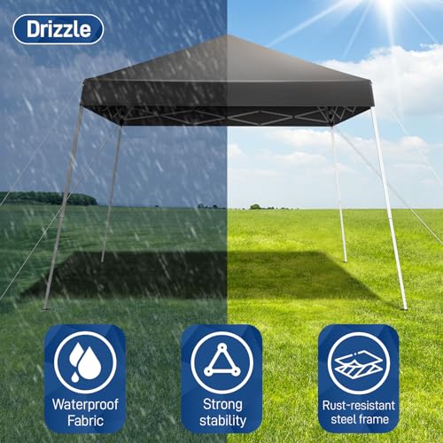 8x8ft Pop Up Canopy Tent,Portable Home Use Waterproof Folding Tent,Easy Up Gazebo Canopy Tents,Commercial Beach Tents,with Carry Bag,for Outdoor Patio Camping Wedding Party BBQ Garden (Dark Grey) - size: 8x8ft