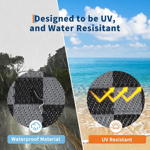 9x18 Outdoor Rug Waterproof Large Outdoor Patio Rugs Reversible Plastic Straw Rug, Foldable Fade-Proof & Weather Resistant Large RV Mats with Stakes & Carry Bag for Deck Porch Black Grey - color: Border1|black Grey, size: 9' x 18' (Rectangular)
