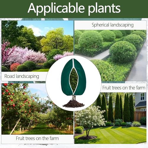 Plant Covers Freeze Protection, 2 Pack Frost Cloth with Zipper Drawstring 47’’×71’’, Reusable Outdoor Protection Jacket for Shrub Tree Potted Plants Winter Cold Weather(Green) - size: 47"×71"