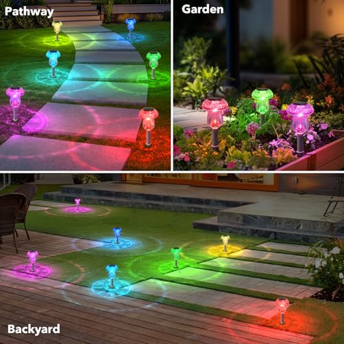 Benany Solar Lights Outdoor, 8 Pack Mushroom Lights Outside Waterproof, Solar Powered LED Lighting for Garden, Yard, Landscape, Path, Pathway, Lawn, Walkway, Driveway, Backyard Decor (Color Changing) - color: Color Changing
