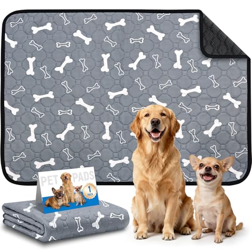 Washable Pee Pads for Dogs, Absorbent Reusable Puppy Pads, Non-Slip & Waterproof Dog Training Mat for Whelping Playpen Crate, Gray 28" x40" - color: Gray, size: 28"x40"-1 Pack