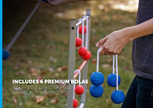 Triumph Premium Ladder Toss Outdoor Game Set with 6 Soft Bola Balls, Travel Carrying Case and Score Trackers - Choose Between Classic and All Pro Series - color: All Pro Steel