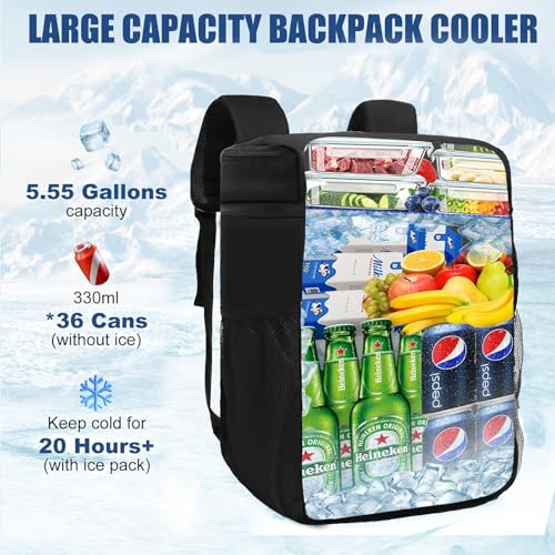 Backpack Cooler Insulated Leak Proof, Lightweight Soft Sided Cooler Backpack for Men Women, Waterproof Beach Cooler Bag Lunch Backpack for Camping Hiking Picnic Fishing Travel Outdoor - color: black1, size: 36 Cans