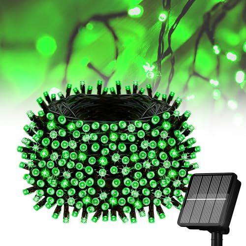 Flechllary Solar String Lights for Outside, 39Ft 100 LED Solar String Lights Outdoor with 8 Modes，Solar Lights for Outside Waterproof for Yard, Fence,Balcony, Party,Christmas Tree Decorations (Green) - color: Green, size: 1 Pack 100 LED
