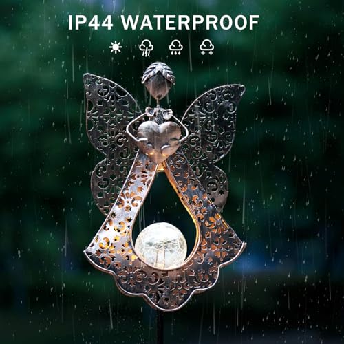 LEDs Solar Stake Lights for Garden Metal Warm White, Memorial Gift - Perfect as Remembrance & Sympathy Gifts (Angel-Bronze) (Angel) - style: Angel