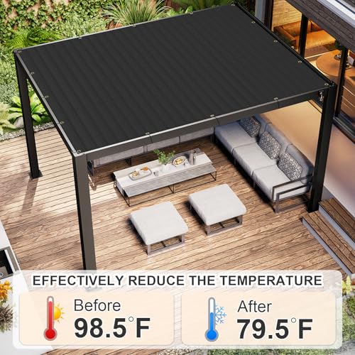 Cool Area Sun Shade Cloth with Grommets 3/4/6/8/10/12/16/20 FT Shade Panel Shade Tarp Screen Fabic for Outdoor Patio Pergola Cover Deck Garden, 8x10 FT, Black - color: Black, size: 0 8'X1 0'