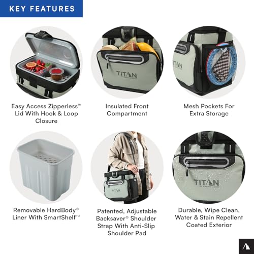 Titan by Arctic Zone Deep Freeze Cooler - Zipperless Hardbody Cooler - Deep Freeze Insulation, HardBody Liner, and SmartShelf - color: Seagrass, size: 16 Can