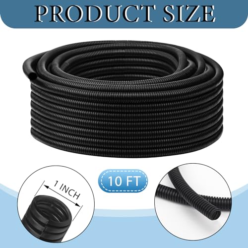 Kanayu Split Wire Loom Tubing Flame Retardant Wire Covering High Temperature Cable Sleeves Split Protector Cable Conduit for Industrial Electrical Automotive Marine(1''-10 ft,Black) - color: Black, size: 1''-10 Ft