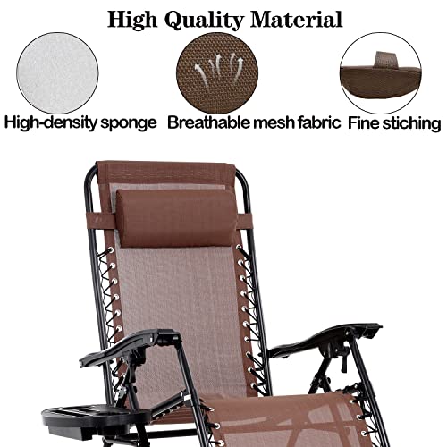 Zero Gravity Chair Set of 2 Replacement Pillow Headrest with Elastic Band, Universal Soft Removable Padded Cushion Head Pillow for Zero Gravity Lounge Chair, Folding Patio Lawn Recliner Chair, Brown - color: Brown, size: 2 Pack