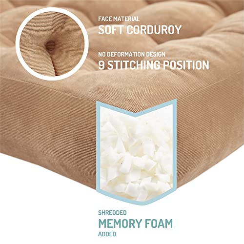 Meditation Floor Pillow, Square Large Pillows Seating for Adults, Tufted Corduroy Floor Cushion for Living Room Tatami, Coffee Brown 22x22 Inch, 1 Count (Pack of 1) - color: Square | Coffee | 1 Pack, size: 1 Pack