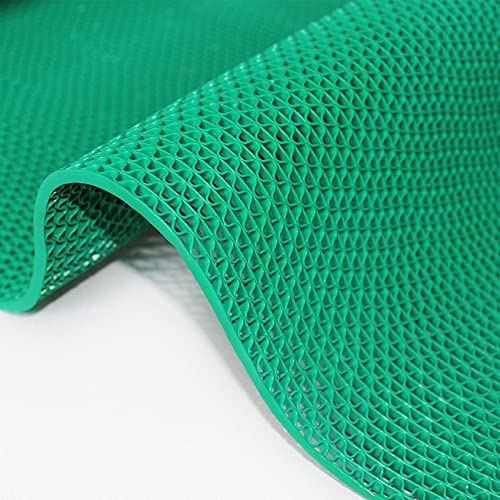 Drainage Non Slip Mats 3'x10' Heavy Duty Commercial Floor Mat Mesh Hollow Door Mat Roll for Swimming Pool Bathroom Kitchen Garage Indoor Outdoor Wet Area,Green,0.9×3M/3×10FT - color: Green, size: 35.4" x 118"