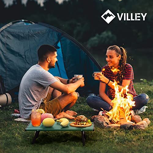 VILLEY Portable Mini Folding Beach Table, Ultralight Aluminum Side Table with Carry Bag for Camping, Picnics, and Outdoor Activities - Green - color: Green