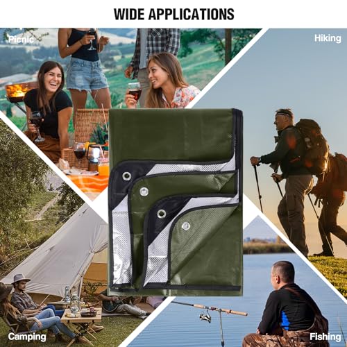 RedSwing 6 Pack Heavy Duty Waterproof Emergency Thermal Tarp, Insulated Survival Blanket for Outdoor Camping, Hiking, and Emergency Shelter, Green - color: Green 83''x59'',6 Packs