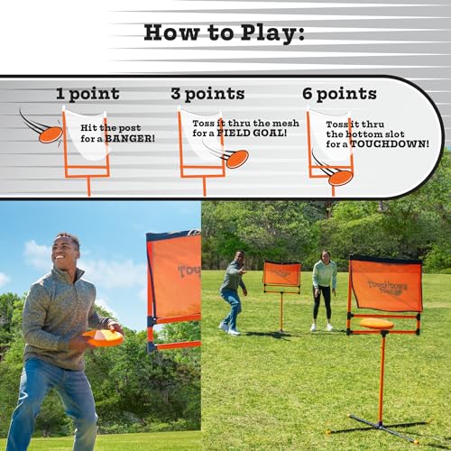 Little Kids Touchdown Toss Flying Disc Football Yard Game | Backyard and Lawn Game for Indoor and Outdoor Use - Practice Your Throwing Skills with Flying Disc Football Game