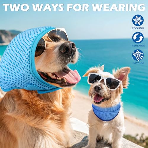 EXPAWLORER Dog Cooling Bandana - 2 Pack Instant Cooling Dog Bandanas, Chill Out Pet Cool Scarf Summer Essentials Ice Neck Cooler Wrap, Prevent Sunstroke for Small Medium Large Dogs, Blue Navy M - color: Blue & Navy, size: Medium