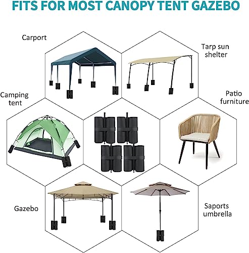 Weight Bags for Pop up Canopy Tent, 1680D Heavy Duty Leg Weights Sand Bags for Instant Outdoor Sun Shelter Canopy/Patio Umbrella, Set of 4 (340 lbs) - color: 340 lbs