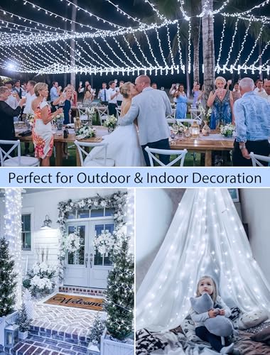 String Lights Indoor Bedroom, 33FT 100 LED Fairy String Lights Outdoor Waterproof, 8 Modes Memory Twinkle Christmas Light Plug in for Classroom Dorm Patio Tree Garden Decor (Cool White) - color: Cool White, size: 100LED