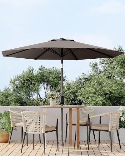 GarveeLife Outdoor Patio Umbrella, Table Market Umbrella with Push Button Tilt and Crank, 8 Sturdy Ribs UV Protection Waterproof for Garden, Deck, Backyard, Pool - color: Taupe, size: 9ft