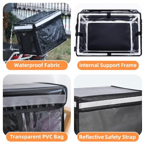 TooCust Insulated Bags For Food Delivery XXXL- 20.5" x 16.5" x 16.5", Commercial Insulated Food Delivery Bag w/Divider, Waterproof & Foldable Catering Bag Food Deliveries, 15 inch Pizza Delivery Bag - color: Black, size: 80 L