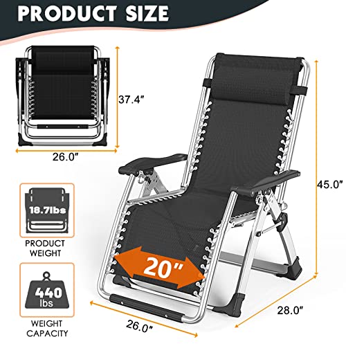 MOPHOTO Zero Gravity Chair, Outdoor Padded Lounge Chair with Side Table, Zero Gravity Recliner Chair, Outdoor Reclining Chair, Sturdy & Comfortable, Supports up to 440lbs - color: Charcoal Gray, style: Zero Gravity Chair