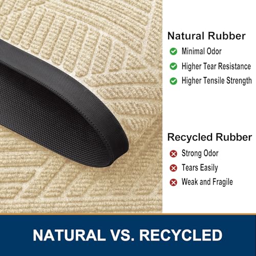 Smiry Front Door Mat Outside Entrance, Heavy Duty Sturdy Natural Rubber Doormat, Trap Dirt and Moisture, Easy Clean Low Profile Welcome Floor Mats for Indoor Outdoor Entry, 59x23 Inch, Beige - color: Beige, size: 59" X 23"