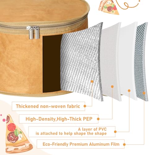 Pickmesh Round Pie Carrier 12 x 7 Inch Insulated Casserole Carriers with Lid and Detachable Handle for Hot or Cold Food Cake Transport Thanksgiving Christmas Gift(Buffalo Leather Color) - color: Buffalo Leather Color