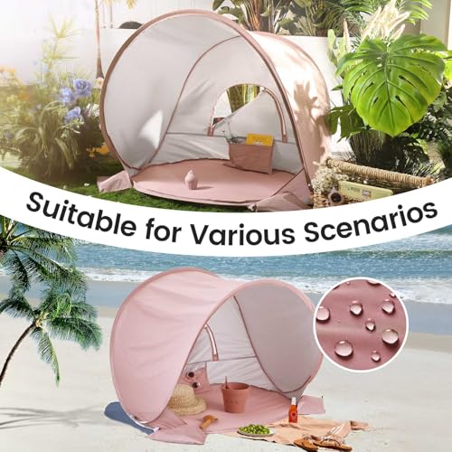 Tiny Land Baby Beach Tent – Pop Up Baby Tent with UV Protection, Portable Baby Beach Essentials, 35.4"x27.6"x31.5" Sun Shelter for Infants, Baby Outdoor Use (Pink) - color: Sunset Blush