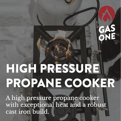 GasOne High Pressure Double Propane Burner - Outdoor Cooking with Heat Shield and Guard – Propane Burner Head for Camping, Tailgating, Seafood Boil, Home Brewing - Patent Pending - color: Black, size: Double Burner