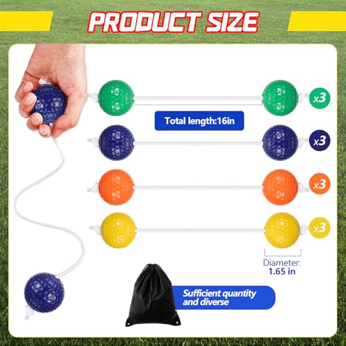 Lenwen 12 Pack Ladder Ball Outdoor Game Ladder Toss Balls Replacement Bolas with Storage Bag for Toss Match Yard Lawn Golf Game, 4 Colors - color: Purple,yellow,green,orange