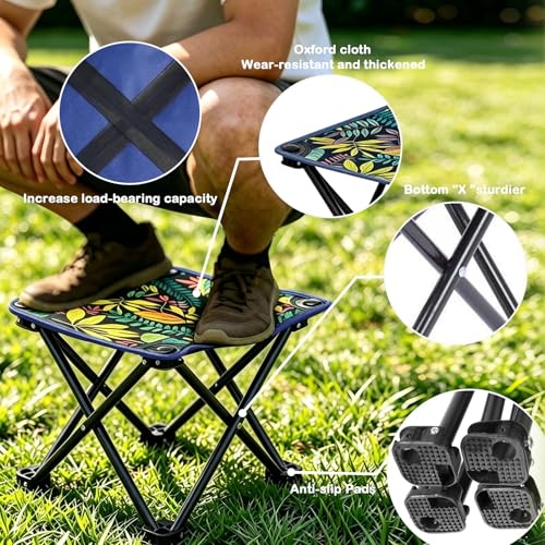 Portable Collapsible Stool Outdoor Folding Chair Small Camping Chair for Hiking,Fishing,Gardening,Beach and Travel with Carry Bag (1 Pack,Pattern) - color: Small, size: 1PCS