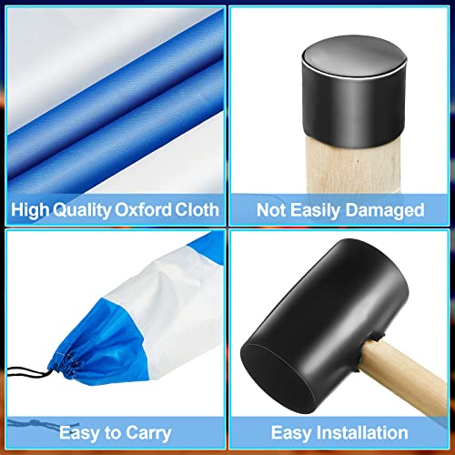 Beach Wind Screen 15.7ft Wind Blocker Beach Barrier Blue White Privacy Screen with Wooded Poles Mallet and Bag for Outdoor Summer Vacation