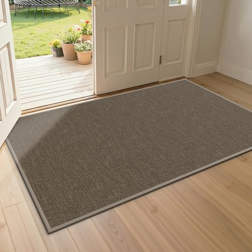 Indoor Door Mats 32"x47" Door Mat Indoor Entrance Resist Dirt Inside Washable Non Slip Entry Rugs for Entryway, Brown - color: Brown, size: 32"x47"