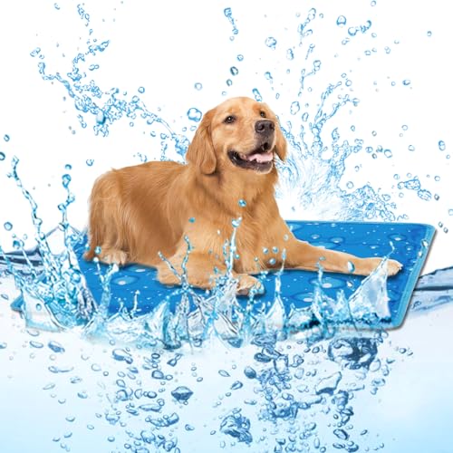 Dog Cooling Mat Water Injection Pet Cool Pads Dogs & Cats Pet Cooling Blanket for Outdoor Car Seats Beds - color: Blue, size: 18*18IN