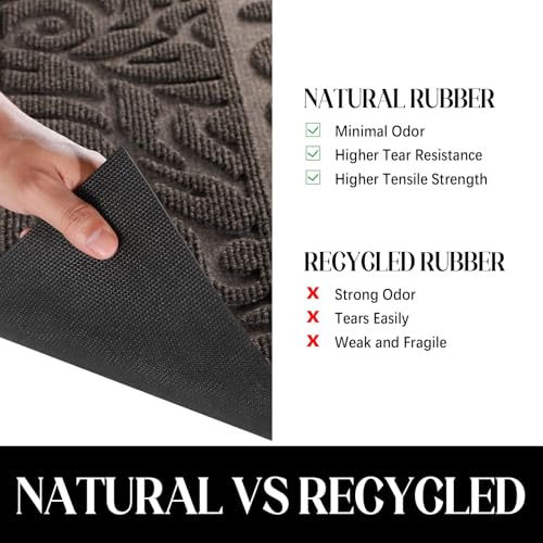 Yimobra Welcome Mat Outdoor 29.5x17, Waterproof Non-Slip Outdoor Mats for Front Door Outside Entrance, Low-Profile Entryway Mat Indoor for Garage Patio, Brown - color: Brown, size: 29.5x17 Inch