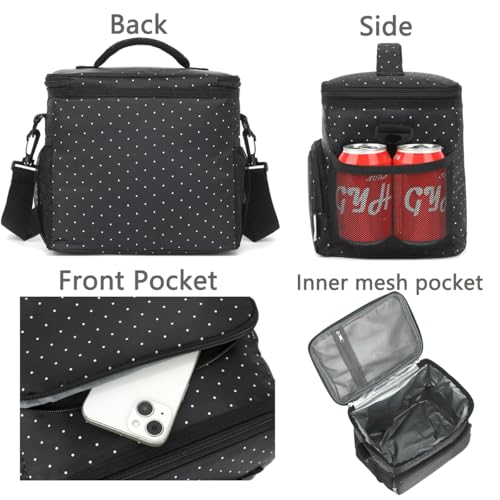 GYEUKHAM Insulated Lunch Bag for Adult/Women/Men, Reusable Large Lunch Box Cooler Soft Leakproof Tote, Thermal Meal Prep Lunch Pail with Adjustable Shoulder Strap for School/Travel/Office, Dot - color: Dot