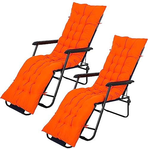 Bucherry 67 x 19 Inch Chaise Lounge Cushions Soft Lounge Chair Cushion Gravity Chair Cushion Sofa Lawn Furniture Cushion Pad with 6 Tie for Outdoor Indoor Patio Home Without Headrest (Orange,2 Pcs) - color: Orange