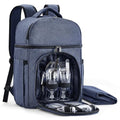 Vogano Picnic Backpack & Accessories – Insulated Picnic Set for 2 Person with Dual Compartments, Lightweight Blanket, Cutlery Set, for Newlyweds and Couples Gifts Blue