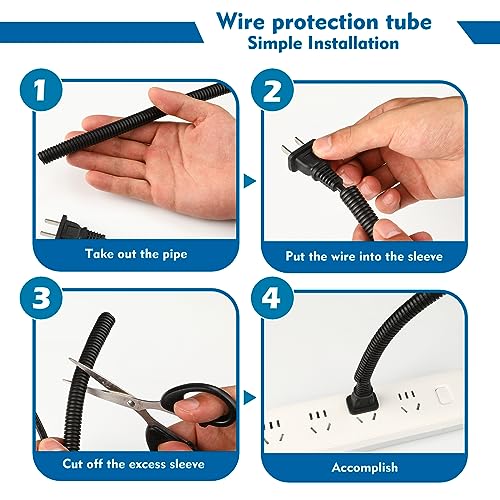 Cord Protector for Pets,10ft-Durable Wires Covers Stop Chewing,Cable Protector from Chewing, Wires from Rabbits, Cats Dogs and Other Pets Black - color: Black, size: 10ft