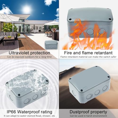 Outdoor Junction Box,Nineleaf IP66 Weatherproof Electrical Project Boxes PVC/ABS Plastic Enclosure Box Universal Watertight 4.9 x 3.3 x 2.3 inch (125x86x62mm), with 4PK 20mm Cable Gland Grey(1 Set) - color: Grey, size: Medium+4*M20