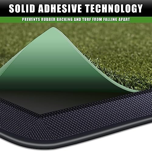 CHAMPKEY Premium Synthetic Turf Golf Hitting Mat | Heavy Duty Rubber Base Golf Practice Mat | Come with 1 Rubber Tee and 9 Plastic Tees - size: M(13" x 17"), style: PRO Version