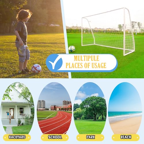 KATARUS Soccer Goal 12x6FT/10x6.5FT/8x6FT/8x5FT/6x4FT Outdoor Soccer Net Goals for Backyard with Weatherproof UPVC Frame & Ground Stakes Portable PVC Soccer Goal Post for Adults & Youth Training - size: 8FTx6FT
