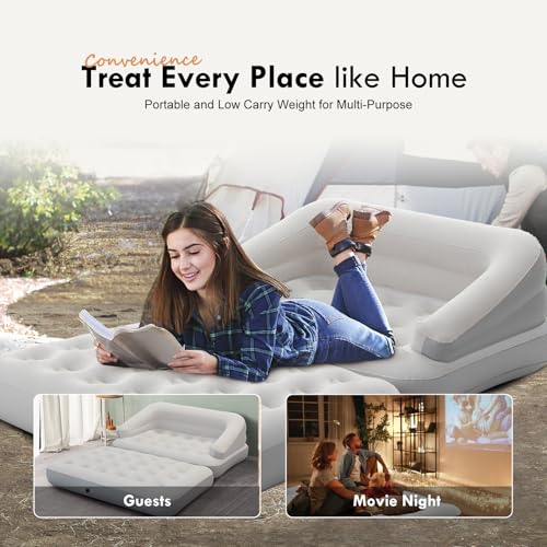 DIMAR GARDEN Inflatable Couch Flocked Blow Up Couch Mattress,Outdoor Air Sofa Bed for Camping,Full Size - size: Flocked Full
