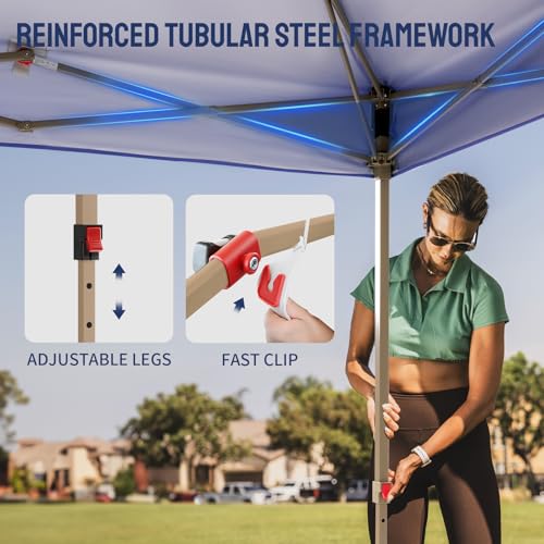 CROWN SHADES Gazebo 10x10 Pop Up Canopy with Mosquito Netting, Screen Tent with 4 Ropes, 8 Stakes, 4 Sandbags and Wheeled Storage Bag, Canopy for Patio & Backyard Parties,Camping&Events -(Blue) - color: Blue, size: 10x10
