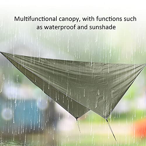 Waterproof Camping Tarp, Camping Cover with Rhombus Pattern, 360x290cm Multifunction Sun Shade Canopy for Beach Hammock Tent, Includes Storage Bag and Wind Ropes (OD Green) - color: Od Green