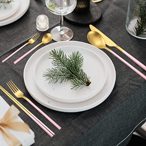 AARAINBOW 6 Pieces Stainless Steel Flatware Set Portable Reusable Cutlery Set Travel Utensils Set Including Chopsticks Knife Fork Spoon Straws Cleaning Brush Dishwasher Safe (B-Pink golden) - color: B-Pink golden